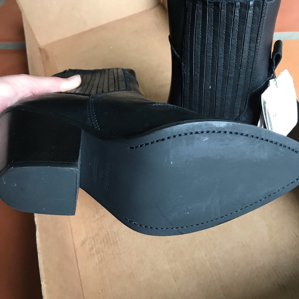 NWT Mango black leather cowboy style boots - Picture 6 of 8